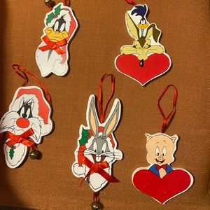 Lot of 5 vintage looney tunes ornaments from 1996 by Kurt Adler